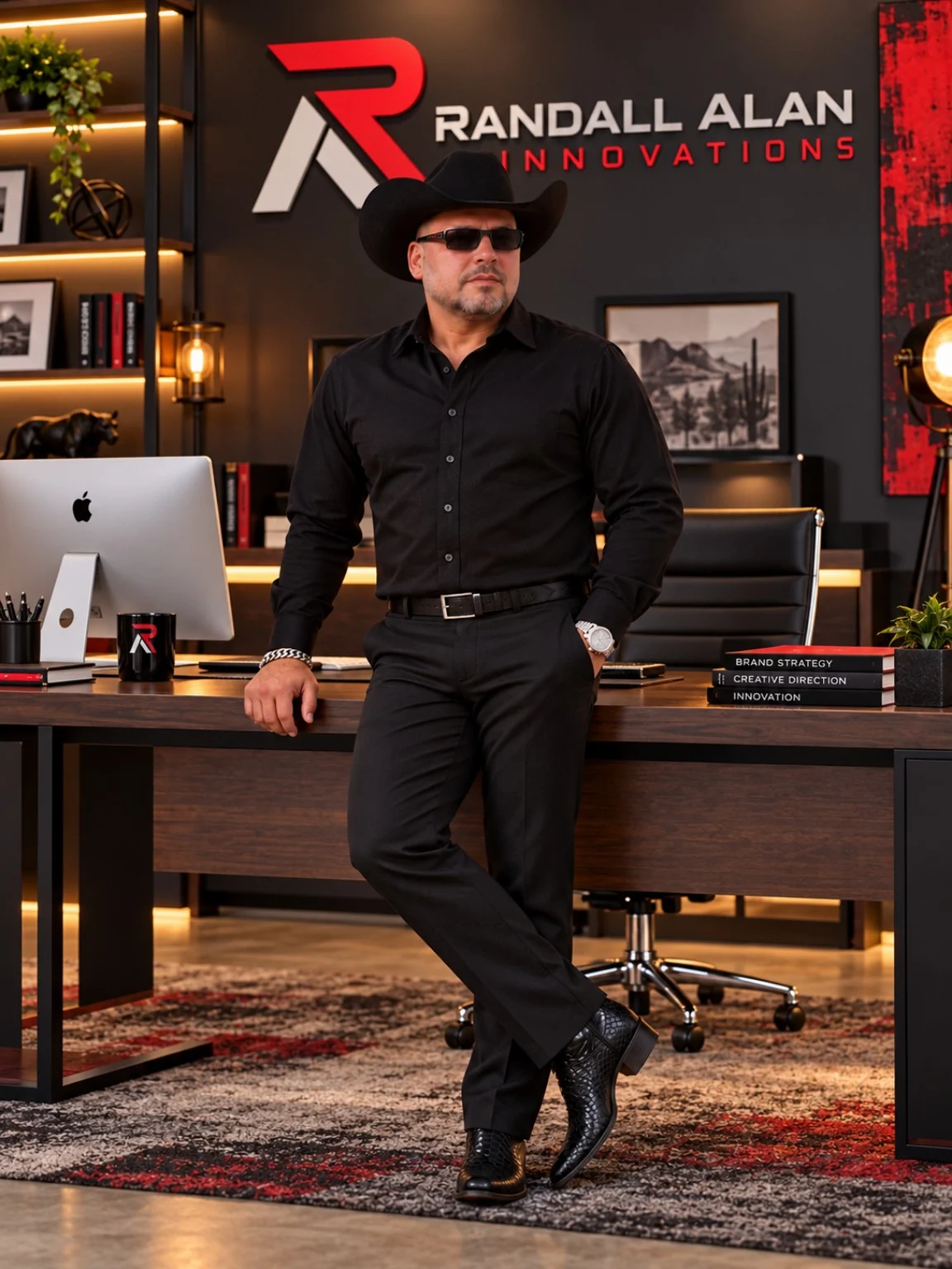 Randall Alan standing in his Austin creative studio